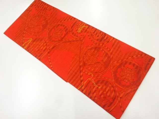 JAPANESE NAGOYA OBI / UNUSED / WOVEN FLORAL PLANTS